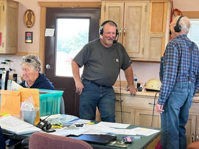 Three team members in an office